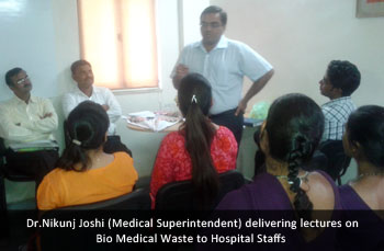 Dr.Nikunj Joshi (Medical Superintendent) delivering lectures on Bio Medical