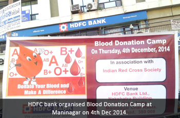 HDFC bank organised Blood Donation Camp at Maninagar on 4th Dec 2014
