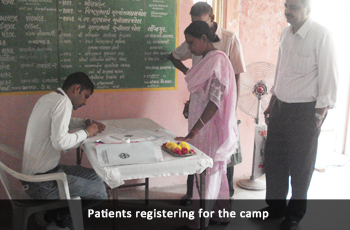 Patients registering for the camp
